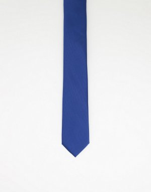 Темно-синий однотонный атласный галстук -Голубой Gianni Feraud