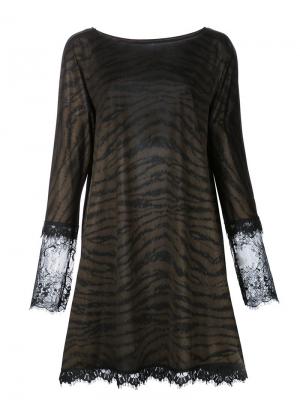 Полупрозрачное платье-футболка с животным принтом Loyd/Ford. Цвет: коричневый