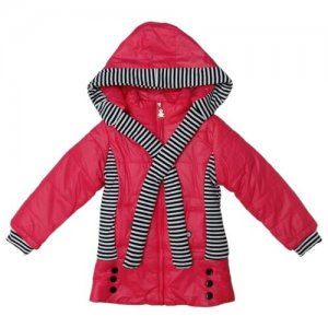 Куртка для девочки демесезонная размер:116 Jialongbeibei. Цвет: белый/коралловый/черный