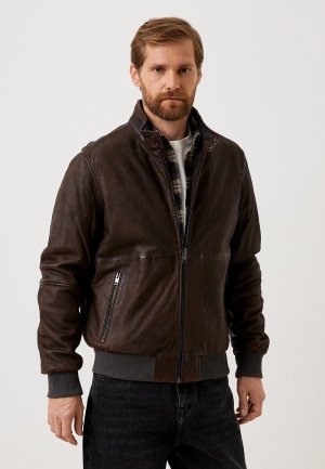 Куртка кожаная утепленная Jorg Weber. Цвет: коричневый
