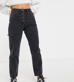Черные джинсы прямого кроя с разрезами COLLUSION x005-Синий