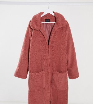 Розовое пальто из искусственного меха -Розовый Brave Soul Plus