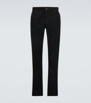 Узкие брюки из хлопкового вельвета , черный Saint Laurent