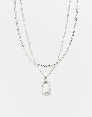 Серебристое ярусное ожерелье с подвеской -Серебряный Chained & Able