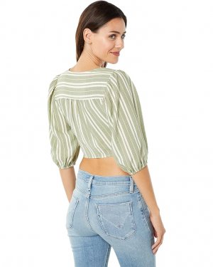 Топ Woven Tie Front Crop Top, цвет Olive/Ivory BCBGeneration