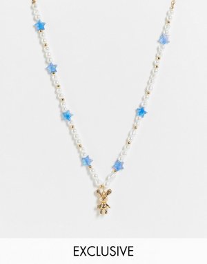 Ожерелье из искусственного жемчуга с подвеской в виде кролика стиле унисекс Inspired-Разноцветный Reclaimed Vintage