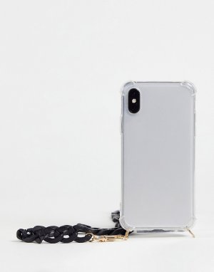 Прозрачный чехол для iPhone Х с черной цепочкой -Черный Nali