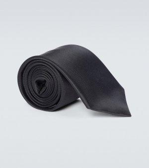 Шелковый галстук с вышивкой пчел , черный Gucci