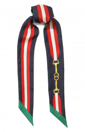 Шелковый шарф-бандо Gucci. Цвет: синий