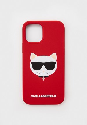 Чехол для iPhone Karl Lagerfeld 12/12 Pro (6.1), Liquid silicone Choupette. Цвет: красный