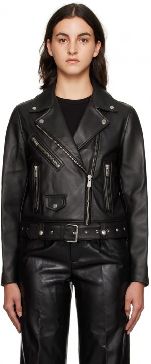 Черная кожаная мото куртка Benjamin ANINE BING
