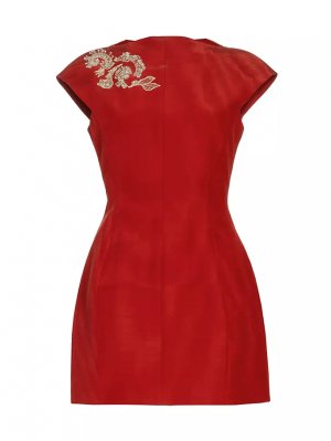 Мини-платье из хлопковой смеси с бисером, красный Jason Wu Collection