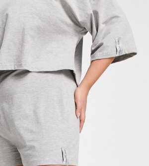 Серая меланжевая пижама со свободной укороченной футболкой и шортами -Серый Public Desire Curve