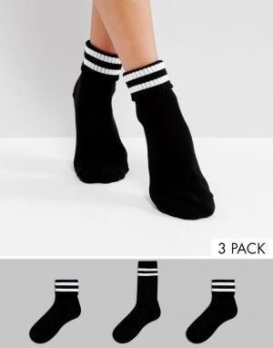 3 пары носков в рубчик New Look. Цвет: черный