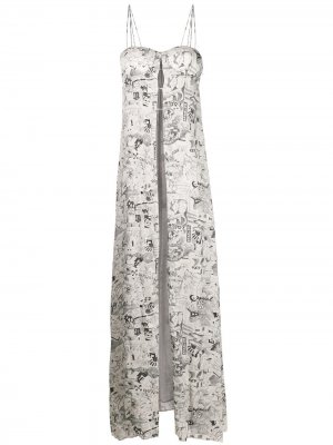 Длинное креповое платье с принтом Off-White