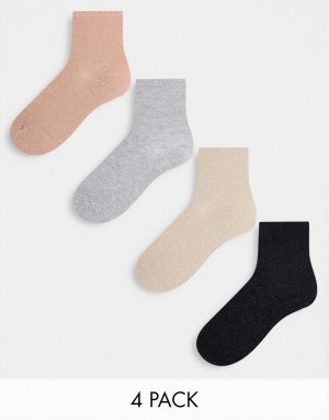 Набор из 4 пар блестящих носков разных цветов в новогодней подарочной упаковке -Разноцветный Pieces