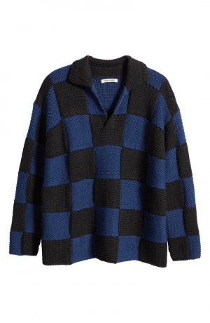 Трикотажный свитер в стиле регби из мериносовой шерсти с учетом гендерных факторов, черный/синий Connor Mcknight