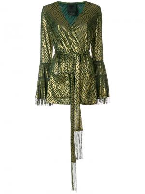 Блузка из ткани деворе с запахом Anna Sui. Цвет: металлический