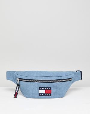 Джинсовая сумка-кошелек на пояс в стиле 90-х 5.0 Tommy Jeans. Цвет: синий