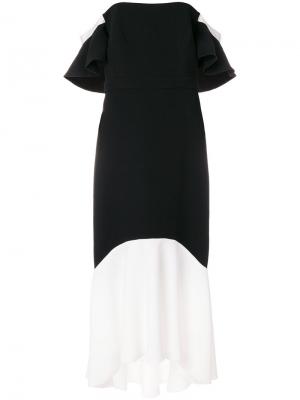 Расклешенное платье с открытыми плечами контрастным дизайном Rachel Zoe. Цвет: чёрный