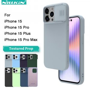 Чехол для iPhone 15 Pro Max, шелковистый силиконовый CamShield Plus, NILLKIN