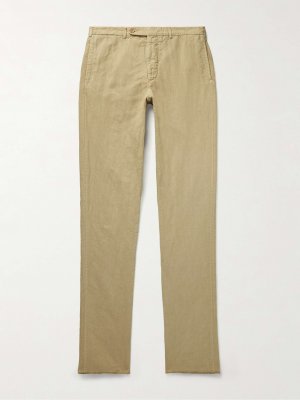 Узкие костюмные брюки из хлопково-холщовой ткани, окрашенные в готовом виде SID MASHBURN, бежевый Mashburn