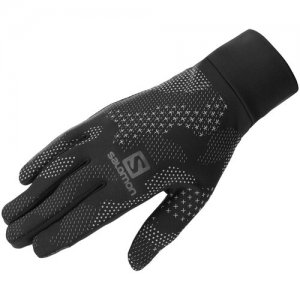 Перчатки Беговые 2021-22 Agile Warm Glove U Black/Ao/Si (Us:l) Salomon. Цвет: черный