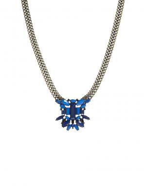 Броское ожерелье с голубыми камнями Kenneth Jay Lane. Цвет: синий/золотой