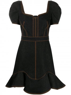 Джинсовое платье-рубашка с контрастной строчкой Alexander McQueen. Цвет: синий