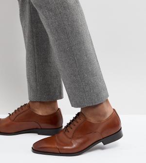 Светло-коричневые кожаные дерби для широкой стопы со вставкой на носке -Светло-коричневый Dune