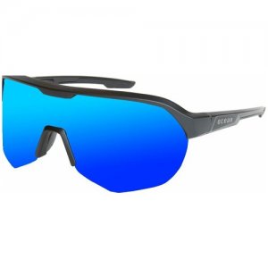 Спортивные очки Wuling Черные Матовые/Зеркально-синие линзы OCEAN. Цвет: черный