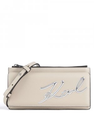 Фирменная сумка через плечо из мелкозернистой яловой кожи. , бежевый Karl Lagerfeld
