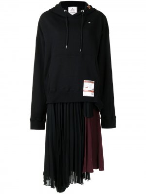 Платье-худи асимметричного кроя Maison Mihara Yasuhiro. Цвет: черный