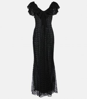 Кружевное платье с бантом , черный Alessandra Rich