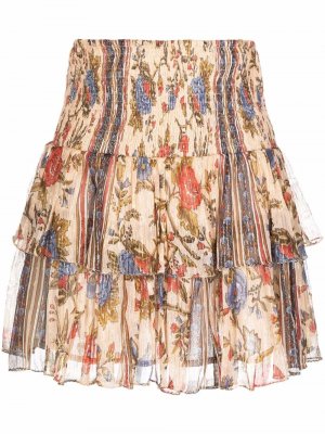 Расклешенная юбка с цветочным принтом Mes Demoiselles. Цвет: бежевый