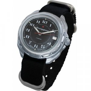 Наручные часы Командирские 83671, черный, серебряный Восток. Цвет: черный