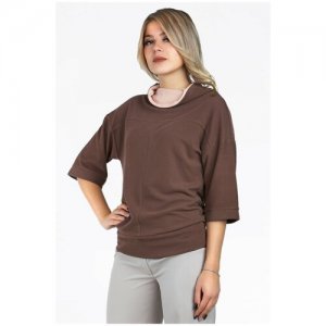 Блуза SettyS Collection, повседневный стиль, свободный силуэт, размер 44, коричневый Setty'S Collection. Цвет: коричневый