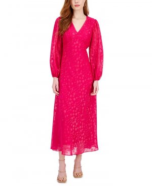 Женское шифоновое платье в горошек с v-образным вырезом и завышенной талией , розовый Taylor