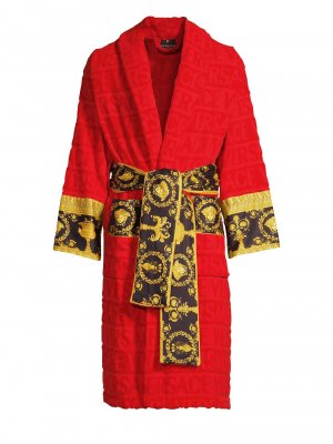 Банный халат с логотипом в стиле барокко , красный Versace