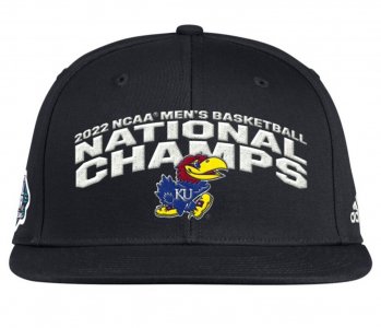 Adidas Black Kansas Jayhawks 2022 Мужской баскетбольный турнир NCAA March Madness Регулируемая шапка национальных чемпионов в раздевалке Fanatics