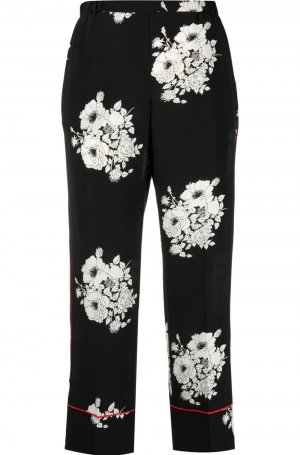 Укороченные брюки с цветочным принтом Nº21. Цвет: черный