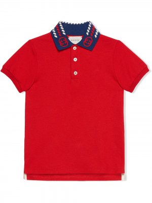 Рубашка поло с логотипом и короткими рукавами Gucci Kids. Цвет: красный