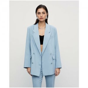 Пиджак , средней длины, силуэт прямой, размер XS, голубой I AM Studio. Цвет: голубой