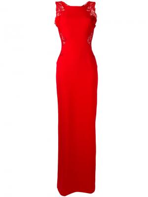 Длинное платье с кружевными панелями Ermanno Scervino. Цвет: красный