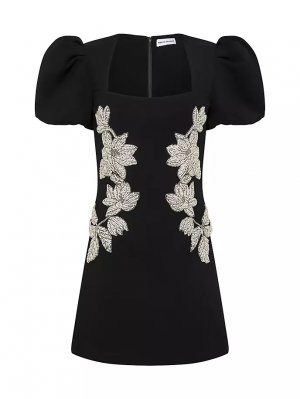 Мини-платье Ginevra с цветочным принтом и бисером , черный Rebecca Vallance