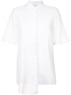 Полупрозрачная асимметричная рубашка с короткими рукавами Kimora Lee Simmons. Цвет: белый