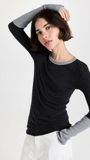 Футболка Cashmere Colorblock Fitted Crew, угольный Enza Costa