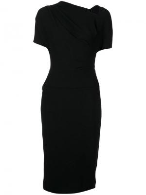 Приталенное платье с асимметричным воротом Narciso Rodriguez. Цвет: черный
