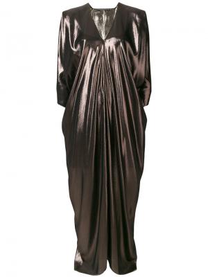 Длинное расклешенное платье с металлическим отблеском Alberta Ferretti
