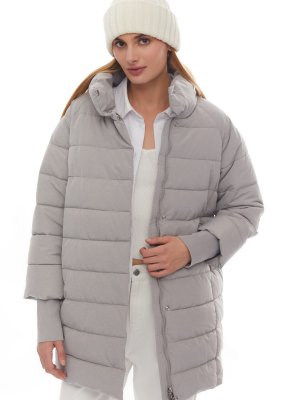 Тёплая куртка-пальто с эластичными манжетами zolla. Цвет: светло-серый